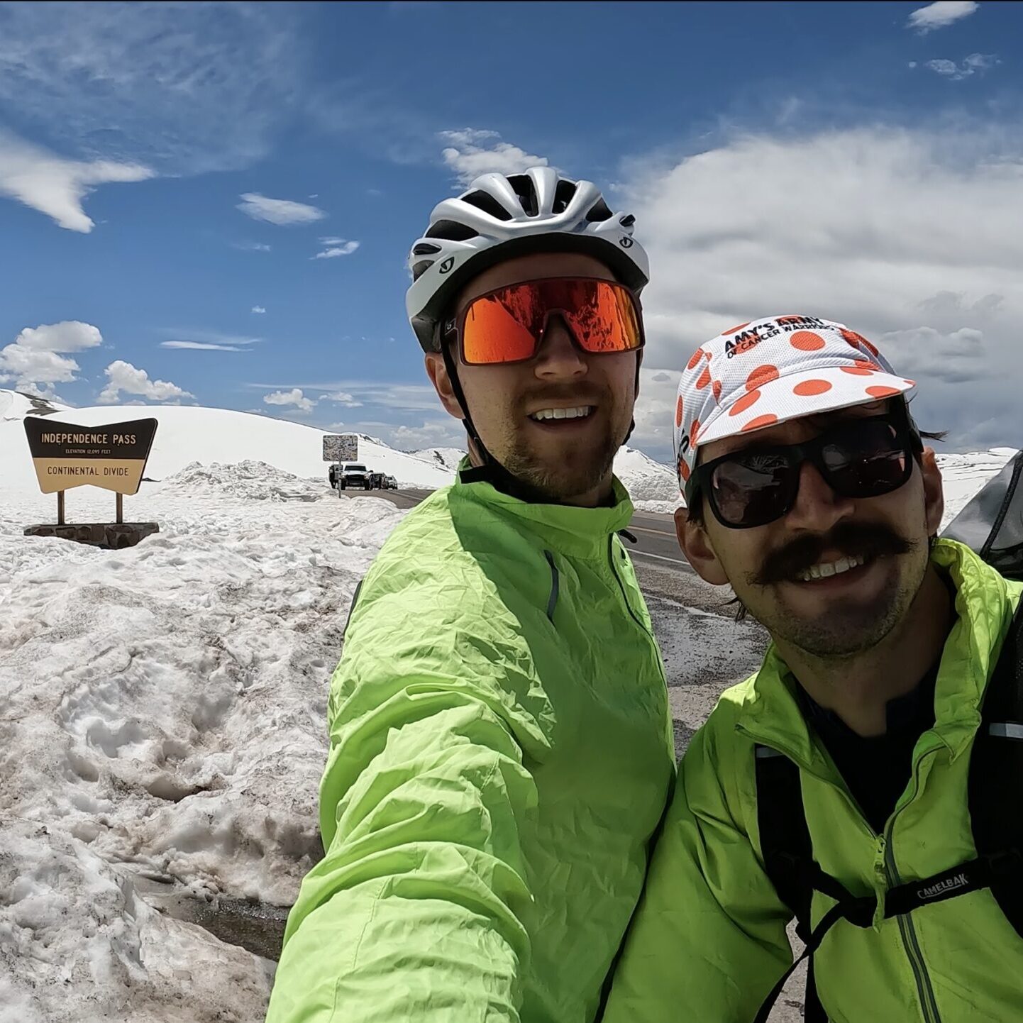 Christian Schick and Kyle Schick at the summit of Independence Pass, Colorado